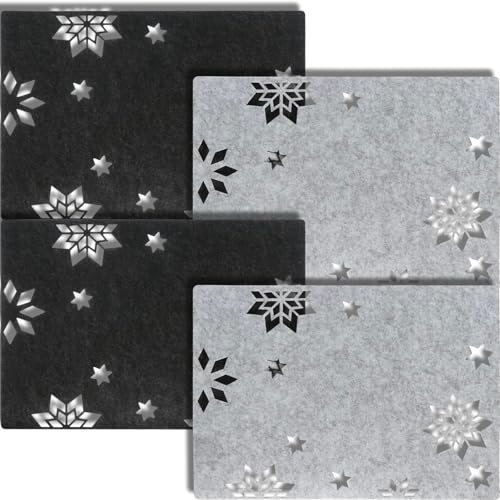 KEELYY 4er Platzsets Sterne, Filz-Platzmatten Sterne Hohles Tischset, Platzsets abwischbar für Winter und Weihnachten, modernes Tischmatte aus Filz für Weihnachten, Geburtstag, Hochzeit Bankett