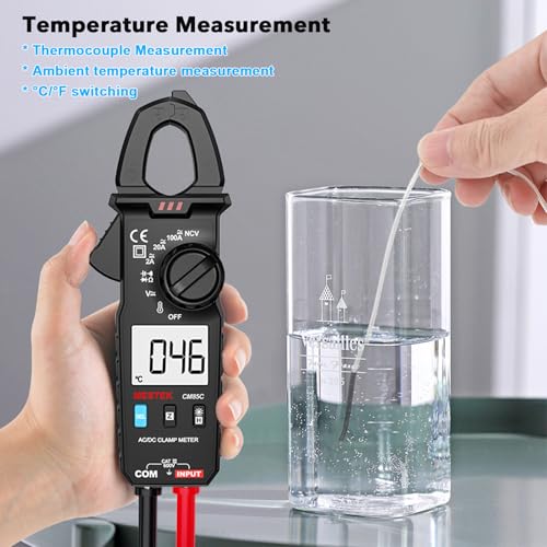 MESTEK Digital Clamp Meter Multimeter Voltage Tester NCV Auto-ranging True RMS 100A 600V Volt Amp Ohm Meter, Measures AC/DC Current & Voltage Temperature Capacitance Resistance Diodes Continuity