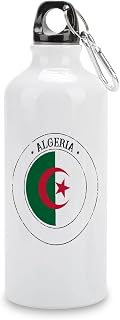 Algeria Travel Sports Water Bottles Algeria Flag Funny Quotes Aluminum Water Bottle with Carabiner Clip & Sport Top, 20 OZ