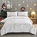 WONGS BEDDING White Gold Metallic Marble Comforter Set Queen Foil Print Glitter Bedding Sets with 2 Pillowcases for All Seasons, Soft Microfiber Filling Bedding Duvet Set 90