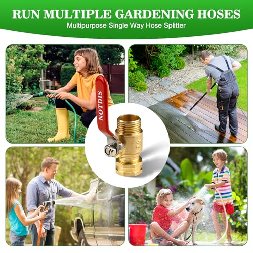 Brass Garden Hose Shut Off Valve with Full-Flow Design - Heavy Duty 3/4\" GHT Connector, 304 Stainless Steel Handle - 2 Pack (Corrosion-Resistant)