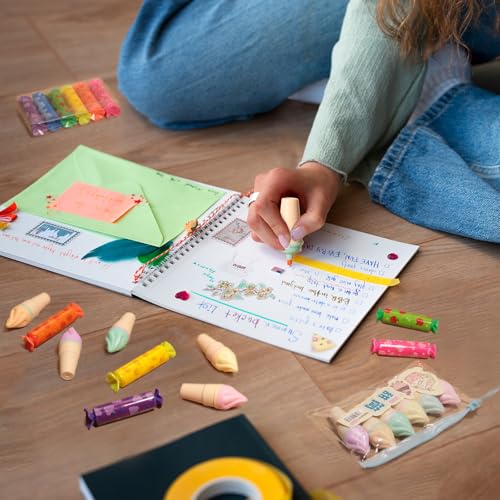 KATLINNA 24 Stück Mini Textmarker, 6 Farbe Bonbonform Textmarker und Eiscreme-Form Highlighter, Süße Textliner, Mini Highlighter Marker für Kinder Geschenke Schule Mitgebsel Kindergeburtstag