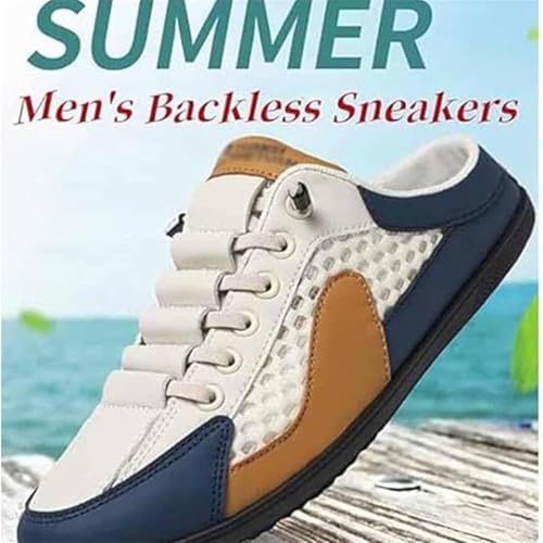 Men's Backless Sneakers, Closed Toe Half Drag Sneakers Anti-Slip Walking Shoes Fashionable Mens Slip On Mule Mesh Shoes for Spring Summer4