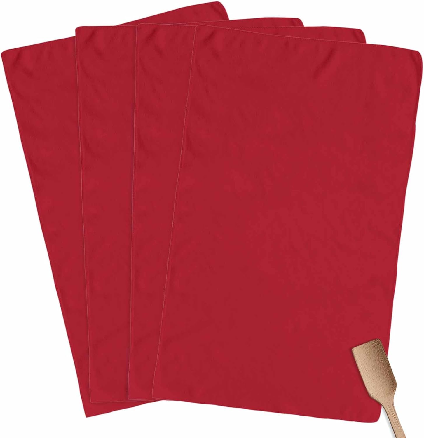 Red Kitchen Towel Solid Color Quick Dry Absorbent Dish Towels Soft Microfiber Cloth Dishcloth for Kitchen Cooking Baking 16 x 24 Inch, 4 Pack