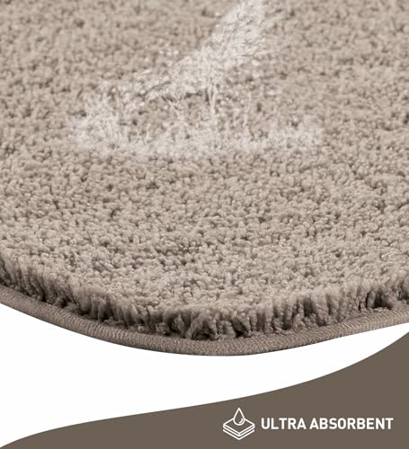 Image of Obsessions Ultra-Absorbent Quick-Dry Bath Mat | 1400 GSM Polyester | Soft, Non-Slip & Fast-Drying Bathroom Rug for Safety & Comfort | 40 x 60 cm | Taupe