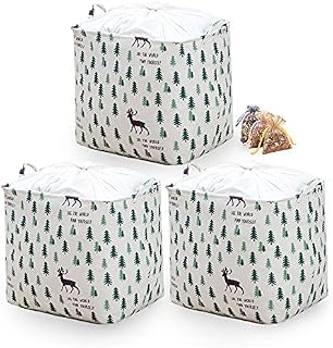 Kingling 100L Laundry Basket, Foldable Washing Basket Set of 3 Linen Storage Baskets for Clothes, Toys, Blankets Laundry Hamper-White