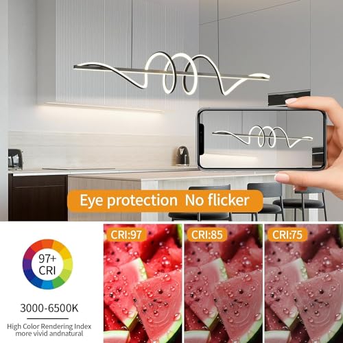 Lustre moderne à LED avec télécommande et intensité variable en aluminium - 6