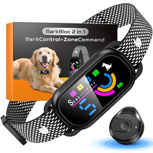 Dog Bark Collar for Small Medium Large Dogs – Rechargeable Anti-Bark Training Collar with Beep & Vibration, Plus Indoor No-Go Zone to Block Trash or Furniture,5 Sensitivity Levels