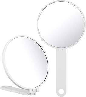 POPETPOP Handheld Mirror Travel Makeup Mirror Portable Vanity Mirror Grooming Mirror with Folding Handle
