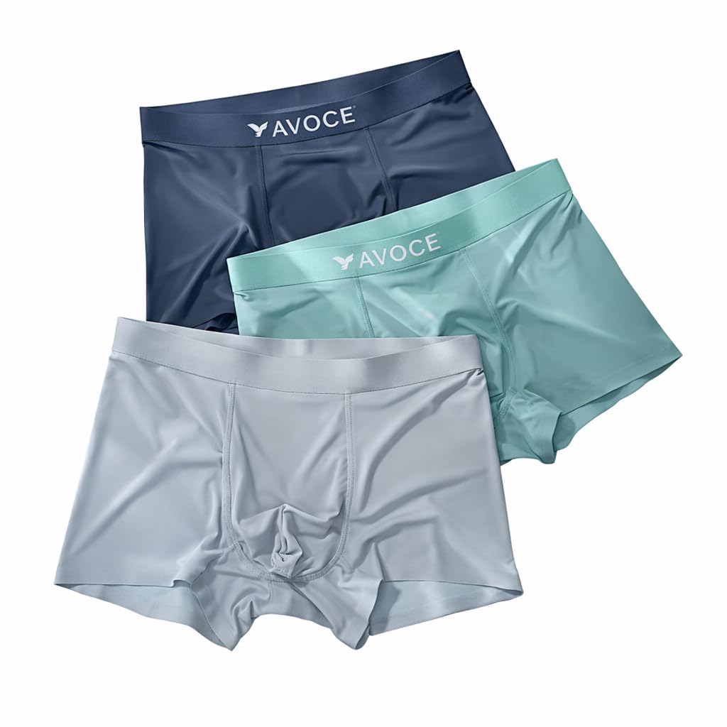 avocet Men's Premium Ice Silk Stretch Trunks | Antibacterial Boxer Briefs for Men | Soft Elastic Waistband | Breathable, Quick Dry & Comfortable Innerwear Pack of 3-picture-41