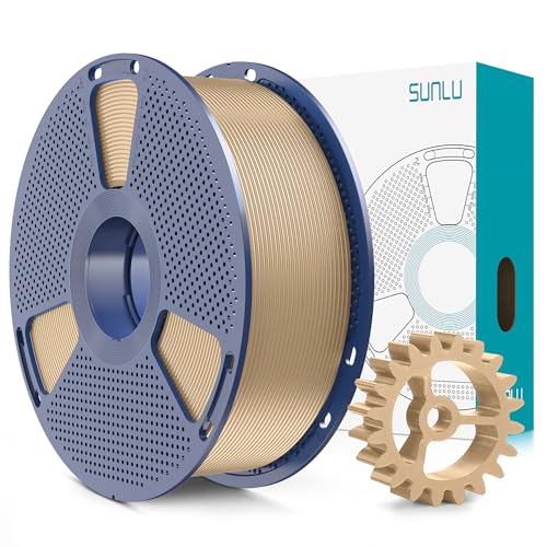 SUNLU PLA+2.0 3D Printer Filament, Upgrade PLA+ Filament 1.75mm, Tougher and Stronger, Neatly Wound Filament, Dimensional Accuracy +/-0.02mm, 1KG Spool(2.2lbs), Oak Wood
