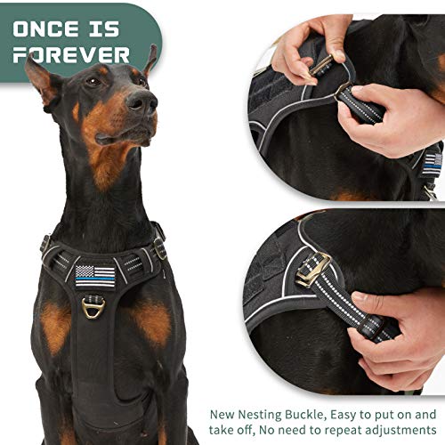 Bumbin Tactical Dog Harness For Large Dogs No Pull, Famous Tik Tok No Pull Dog Harness, Fit Smart Reflective Pet Walking Harness For Training, Adjustable Dog Vest Harness With Handle Black Xl #TOP1