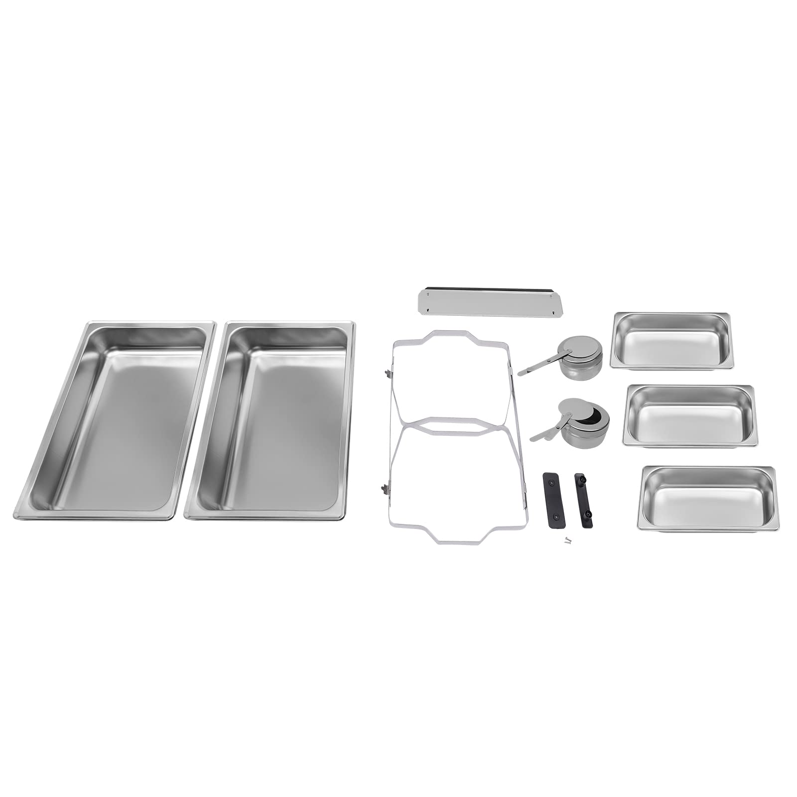 Contenitore in acciaio inox da 8 l, con tre padelle, scaldavivande Chafing Dish con supporto pieghevole, scalda buffet per caffetterie, hotel, mense scolastiche, banchetti, 60 x 34,5 x 30 cm
