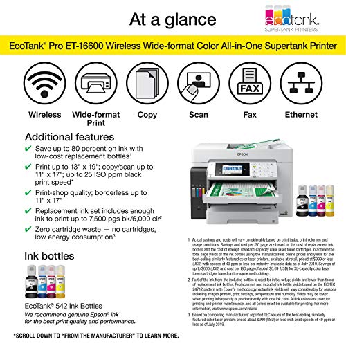 Epson® Ecotank® Pro Et-16600 Supertank® Wide-Format Color Inkjet All-In-One Printer, White #TOP4