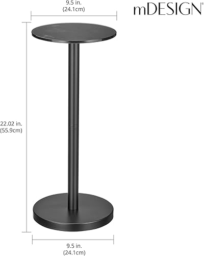 Miniatura 3 de mDesign Mesa de noche lateral o extremo superior de cristal, mueble de mesita de noche de metal redondo alto y moderno para sala de estar,