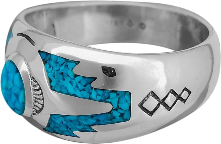 Miniatura 2 de 925 Sterling Silver Turquoise Sleeping Beauty Ring, Southwestern Design, Handmade Silver Band, Handcrafted Native Jewelry