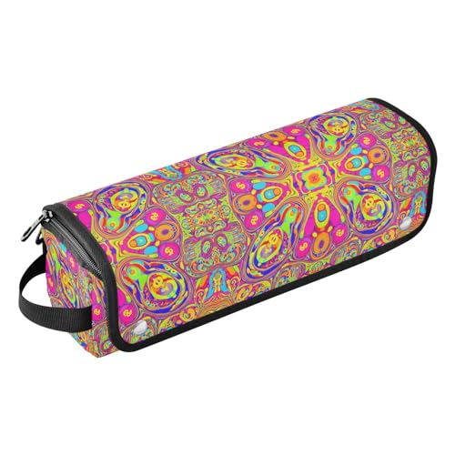 Bolsa de viaje para herramientas de cabello con diseño psicodélico vibrante, ideal para organizar secador, plancha, rizador y otros accesorios. Material resistente al calor y portátil. miniatura 1