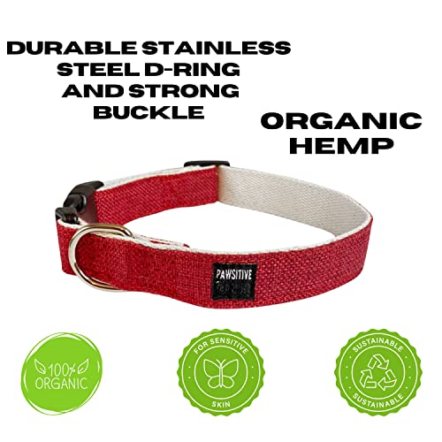 Pawsitive Dog Collar – Soft Hypoallergenic Collar For Small, Medium, And Large Dogs – Eco-Friendly Natural Fabric – Natural Dog Collar (X-Large, Red) #TOP1