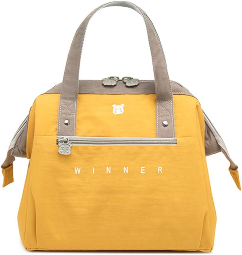 XYBH Insulated Lunch Bag Lunch Box Tote Cooler Bag for Men Women Adults Kids Waterproof Oxford Cloth Picnic Cool Bag 9.8x9.4x7.4(in)(25x24x19cm) Yellow