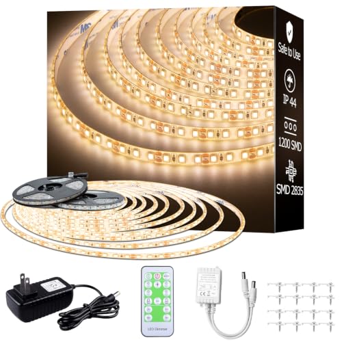 Image of 50ft LED Strip Lights, Waterproof Dimmable Timer 12V 900 LEDs 3000K Indoor