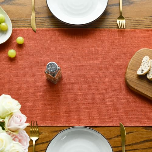 Artoid Mode Terracotta Orange Boho Rustic Farmhouse Fall Tassel Table Runner, 33x183 cm Autumn Kitchen Dining Table Decoration Wedding Holiday Party - Image 3