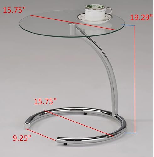Kings Brand Furniture END TABLE Chrome With Glass Modern Accent Side End Table thumb #2