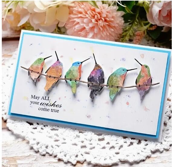 Row of Singing Hummingbirds Metal Die Cuts for Card Making,Spring Bird Card Cutting Dies Cut Stencils DIY Scrapbooking Album Decorative Embossing Paper Card Embossing Craft - Image 3