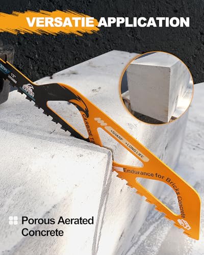 2PC Säbelsägeblatt Stein, EXFEIN Sägeblatt 305mm, Hartmetallstahl Säbelsägeblätter für Porenbeton, Holz, Metall, Ziegel, Beton, Professional Sägeblätter Säbelsäge