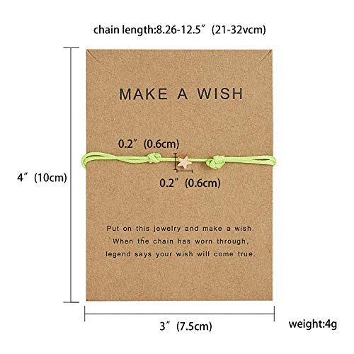 Simple Adjustable Braided Heart Shaped Bracelet with Wish Cards Star Wrap Wristband Bangle for Women Friendship Jewelry 5Pcs/Pack-Star4
