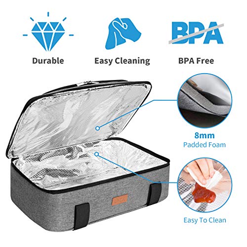 Lhzk Double Decker Insulated Casserole Carrier For Hot Or Cold Food, Expandable Hot Food Carrier, Lasagna Holder Tote For Potluck Parties, Picnic, Beach, Fits 11 X 15 Or 9 X 13 Baking Dish (Grey) #TOP5