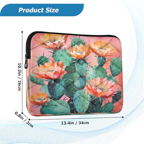 Funda para portátil 13-14 pulgadas con diseño cactus y flores miniatura 3