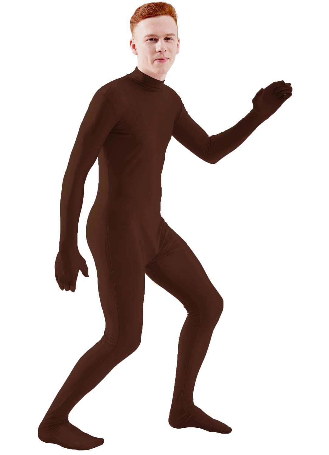 Ensnovo Mens Mock Neck Full Body Unitard Spandex Zentai Suits Costumes