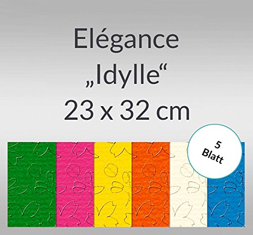 Ludwig Bähr Prägekarton Elegance 220g/qm 23x32cm VE=5 Blatt Idylle pin