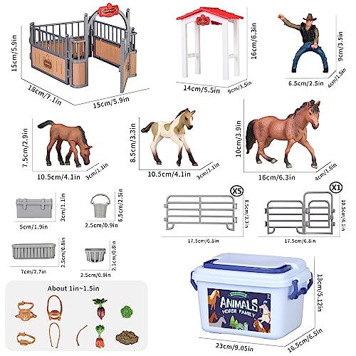 Kids Farm Animal Barn House Toy,Horse Stable Stall Horse Club Playset With Rider Horses Cowboy Toy Figures,Country World Farm Houses Pretend Play Birthday Gift For Boy Girl Child 3 4 5 6 7 8 Year Old #TOP5