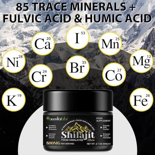 Shilajit Resin, 60g Shilajit Original Himalaya Bio Pures Himalaya Shilajit Harz mit Fulvinsäure und 85+ Spurenelemente, Vegan & Ohne Zusätze, 800mg (2er Pack)