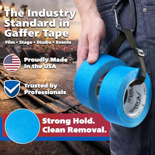 Image of Gaffer Power Professional Grade Gaffer Tape 2 Inch x 30 Yards, Fluorescent Blue - Made in USA, High Visibility Cloth Tape for Floor Marking, Stage, Film, Clean Removal, Heavy Duty