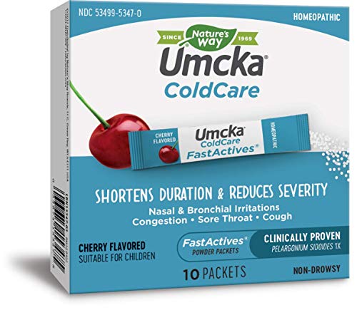 Umcka ColdCare FastActives Powder Packets Feel Better Faster Non-Drowsy for Adults and Children 10 Packets Cherry Flavored