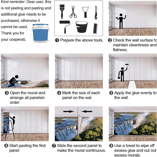 Papier peint Cascade anti-trace pour habiller un grand mur de chambre - 8