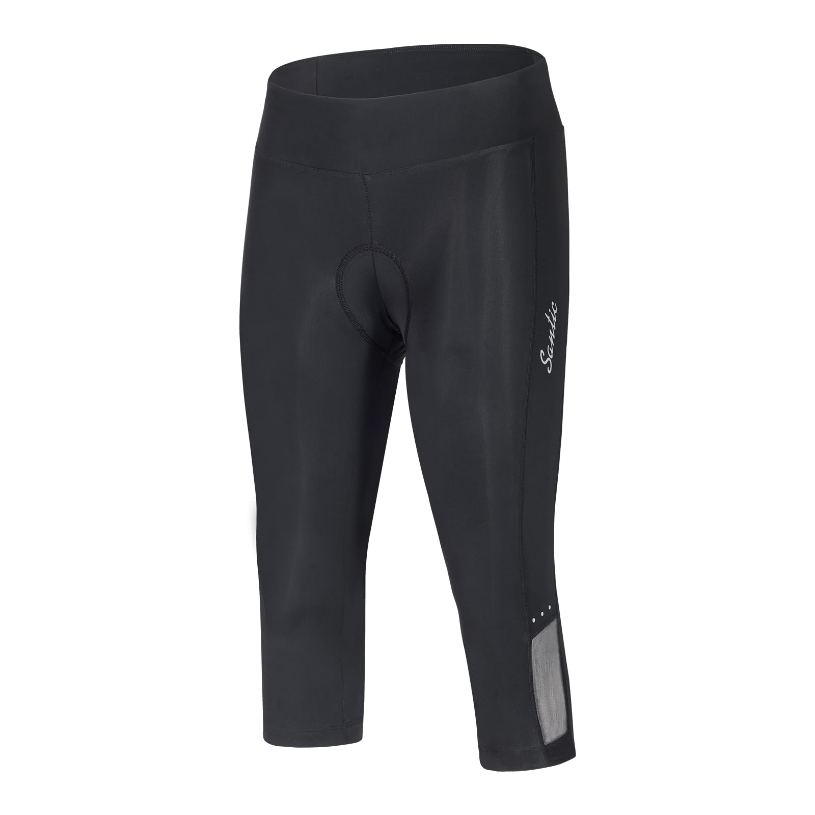 Santic Radlerhose für Damen, hohe Taille, 4D-gepolstert, Capri-Shorts, 3/4-Rad-Leggings, Strumpfhose mit Taschen