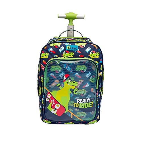 Mochila Escolar Pequena com Rodinha Dinossauro Skate - Puket