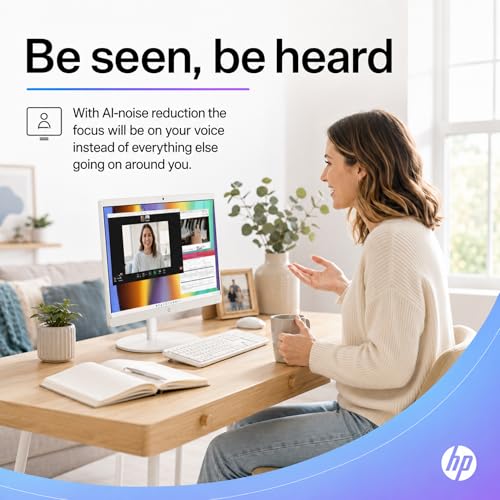HP 22" FHD All-in-One Desktop Computer, 16GB RAM, 640GB Storage (128GB SSD + 512GB External), Quad-Cores Intel N100, Windows 11 & Office 365 for Web, Keyboard & Mouse Included, White - Image 4
