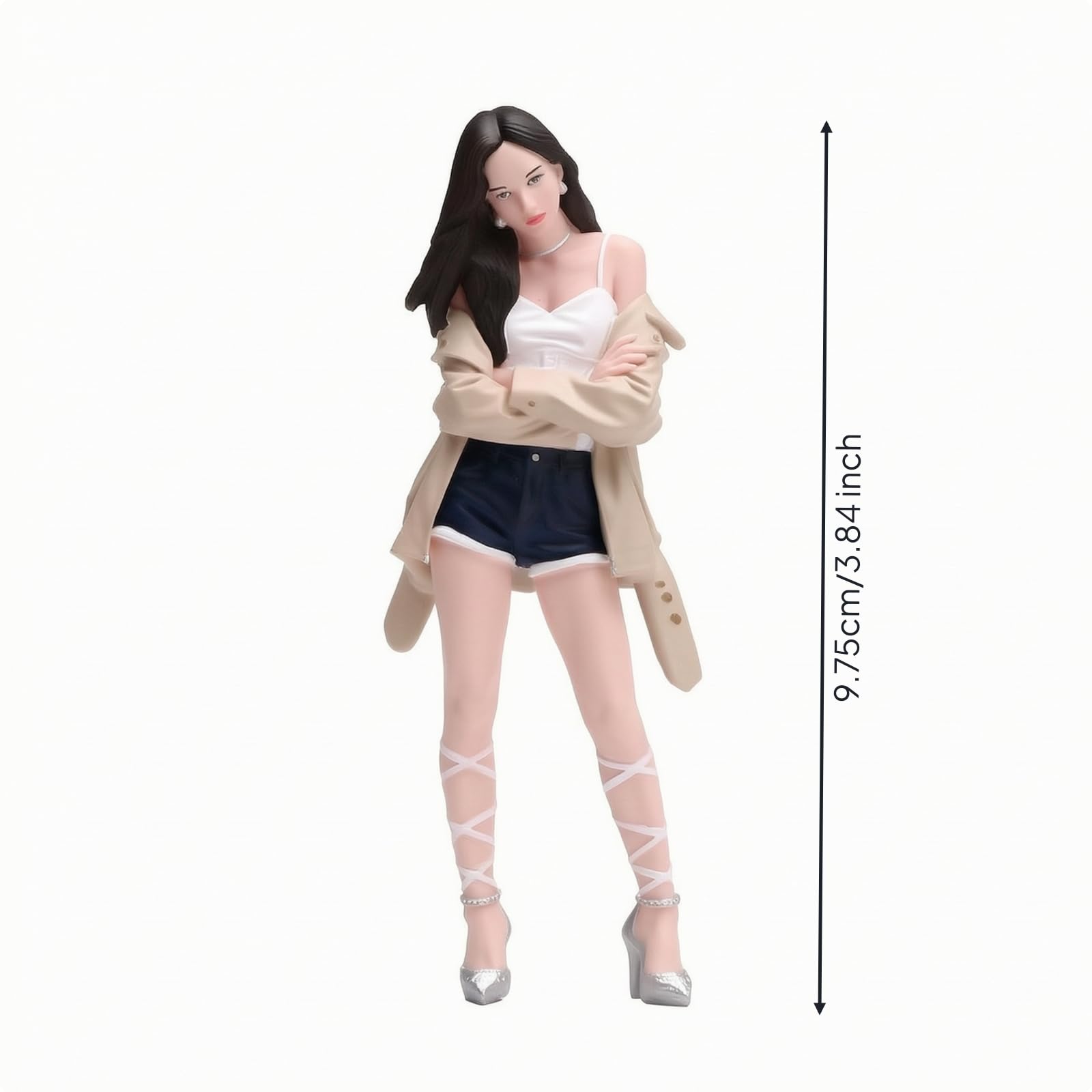 Figura Femenina de Moda Finos y Ropa Esmaltada Escultura Compacta de Resina Pulida Modelo Decorativo para Dioramas Diseño de Maquetas Personalizadas