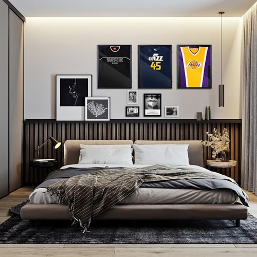 24\" x 32\" Jersey Display Case, Shirt Display Frame with UV Resistant Acrylic and Hanger, Wall Mounted Baseball Basketball Football Hockey Shirt Display Frame ,Black - Thumbnail 2