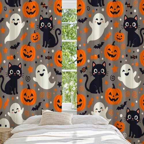 Rideaux occultants isolants à œillets motif chat orange - 5