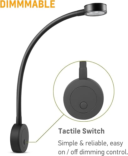 Miniatura 4 de acegoo Luz de lectura LED de 12 V, lámpara de lectura de cabecera de barco RV, luz de cama flexible de cuello de cisne de 12 voltios para cámper,