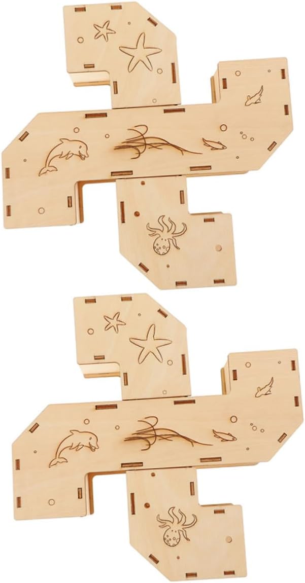 2pcs Wooden Hamster Tunnel Maze for Small Animals Natural Chew-Resistant Pet Plaything with Multi-exit Labyrinth for Exercise and Stress Relief Suitable for Hamsters and Gerbils