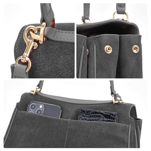 Image of hedexe Genuine Leather Tote Bag for Women: Soft Cowhide Shoulder Handbags for Ladies - Satchel Purse for Travel Work(Large)