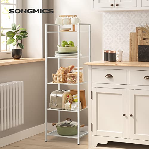 5-Tier Storage Rack for Bathroom, Living Room, Balcony, Kitchen - White