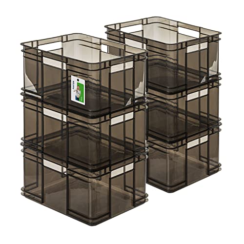 PAFEN 6x Euro Stapelbox 28l - 43 x 35 x 24 cm - Aufbewahrungsbehälter Euro-box Transparent Stapelkasten Transport Eurobehälter aus PP, Schwarz