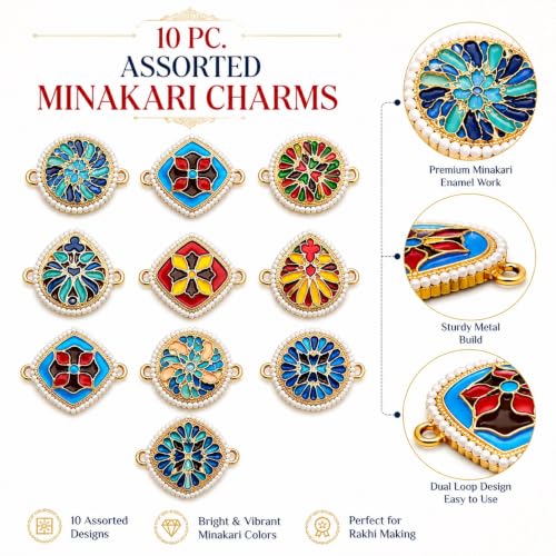 Image of 10 Pc. Evil Eye Charms for Rakhi Making | DIY Nazar Protection Charms for Rakhi, Bracelet, Lumba Rakhi, Necklace, Jewelry & Craft Making | Assorted Design